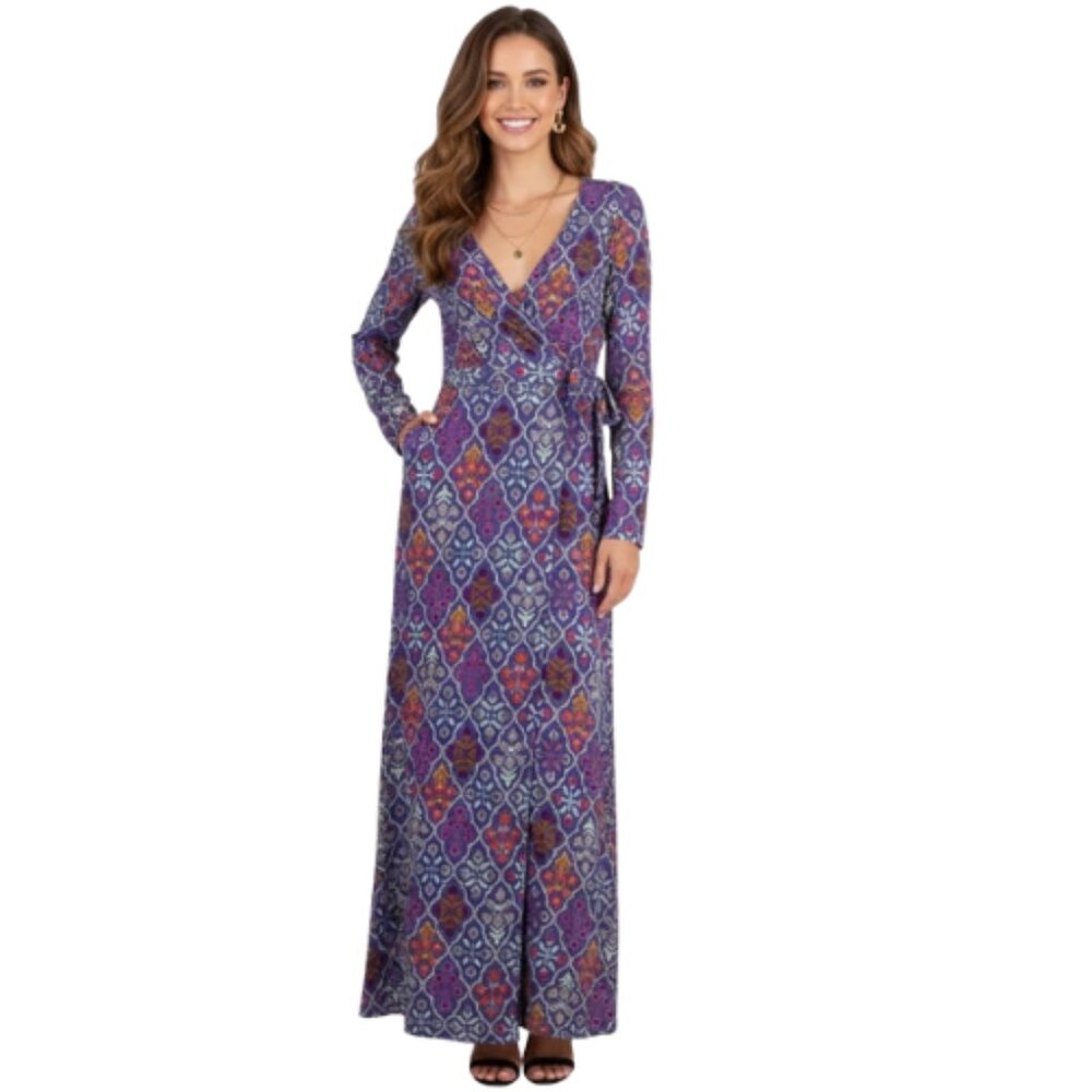 Tigerlily The Spell Maxi Wrap Dress Multi Color EUC Size Small